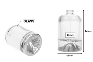 Luxury glass perfume bottle 30 ml with 15 mm crimp safety closure and painted bottom-image_dimensions