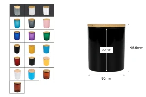 Barattolo in vetro 80x90 mm (300ml) con coperchio in legno e gomma-dimensioni_immagine