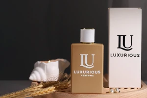 Glass perfume bottle 100 ml (15/400) in rectangular shape and in rubber beige color-image_group