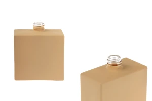 Glass perfume bottle 50 ml (15/400) in rectangular shape and in rubber beige color-image_product