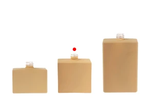 Glass perfume bottle 50 ml (15/400) in rectangular shape and in rubber beige color-image_group