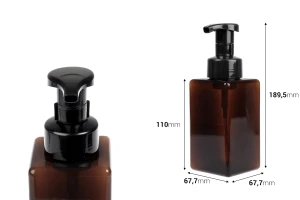 Bouteille en plastique (PETG) de 450 ml avec pompe à mousse (PP42)-photo_dimensions