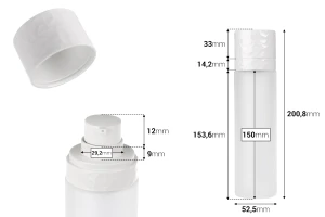 Μπουκάλι 100 ml επαναγεμιζόμενο με αντλία κρέμας και εξωτερική γυάλινη θήκη αμμοβολής-εικόνα_διαστάσεις