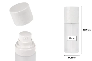 Επαναγεμιζόμενο μπουκάλι airless 30 ml με αντλία κρέμας και εξωτερική γυάλινη θήκη αμμοβολής-εικόνα_διαστάσεις