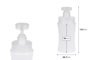 Shishe plastike (HDPE) e bardhë 300 ml me pompë sigurie-imazh_dimensione