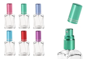 Φιάλη αρωματοποιίας 15 ml γυάλινη με σπρέι και καπάκι αλουμινίου σε διάφορα χρώματα - 6 τμχ-εικόνα_προϊοντική