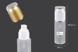 Μπουκαλάκι γυάλινο αμμοβολής 50 ml με αντλία και καπάκι άσπρο ή χρυσό σατινέ-2