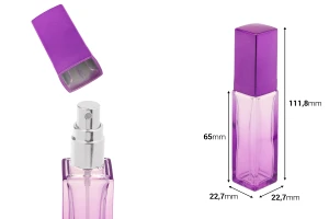 Φιάλη αρωμάτων 20 ml γυάλινη σε διάφορα χρώματα ντεγκραντέ με σπρέι και καπάκι-εικόνα_διαστάσεις
