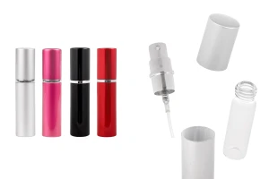 Μπουκαλάκι με σπρέι για αρώματα 5 ml γυάλινο μέσα σε αλουμινένια θήκη σε διάφορα χρώματα-εικόνα_προϊοντική