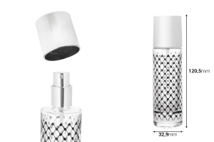 Φιάλη αρωμάτων 30 ml με ασημί σπρέι και καπάκι (PP 15)-εικόνα_διαστάσεις