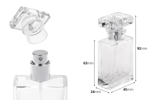 Shishe parfumi prej qelqi 30 ml transparente me sprej dhe kapak-imazh_dimensione