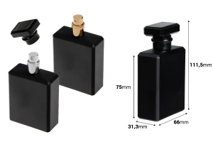 Φιάλη αρωμάτων γυάλινη 100 ml σε μαύρο χρώμα με σπρέι και καπάκι-εικόνα_διαστάσεις