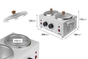 Διπλή λευκή μηχανή τήξης - υγροποίησης κεριού 600/600 ml-εικόνα_διαστάσεις