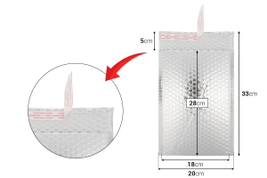 Enveloppes à bulles 18 x 28 cm couleur argent brillant - 10 pièces-photo_dimensions