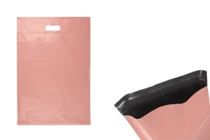 Buste per spedizione 350x450 mm in PE impermeabile rosa con chiusura autoadesiva e maniglia - 100 pezzi-1