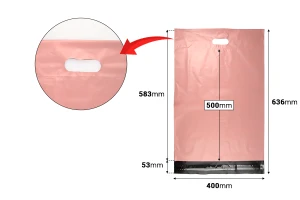 Buste per spedizione 400x500 mm in PE impermeabile rosa con chiusura autoadesiva e maniglia - 100 pezzi-2