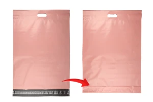 Buste per spedizione 450x550 mm in PE impermeabile rosa con chiusura autoadesiva e maniglia - 100 pezzi-5