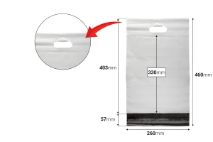 Σακούλες μεταφορών courier 260x330 mm λευκές αδιάβροχες PE με αυτοκόλλητο κλείσιμο και χειρολαβή - 100 τμχ-2
