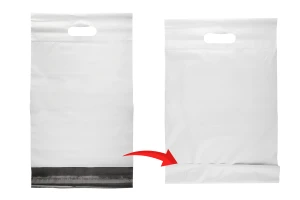 Pochette d'expédition 260x330 mm en PE blanc imperméable avec fermeture autocollante et poignée - 100 pièces-3