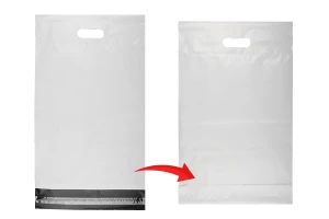 Σακούλες μεταφορών courier 300x400 mm λευκές αδιάβροχες PE με αυτοκόλλητο κλείσιμο και χειρολαβή - 100 τμχ-5