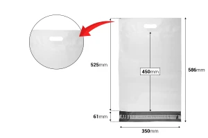 Busta per spedizione 350x450 mm in PE bianco impermeabile con chiusura autoadesiva e maniglia - 100 pezzi-2