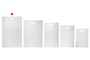 Σακούλες μεταφορών courier 450x550 mm λευκές αδιάβροχες PE με αυτοκόλλητο κλείσιμο και χειρολαβή - 100 τμχ-6