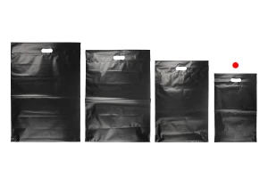 Pochette d'expédition 300 x 400 mm noire imperméable en PE avec fermeture autocollante et poignée – 100 pièces-6