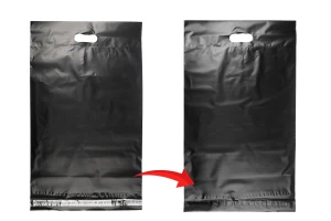 Pochette d'expédition 350x450 mm noire imperméable en PE avec fermeture autocollante et poignée – 100 pièces-5