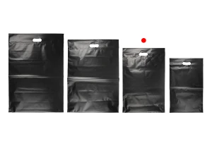 Pochette d'expédition 350x450 mm noire imperméable en PE avec fermeture autocollante et poignée – 100 pièces-6