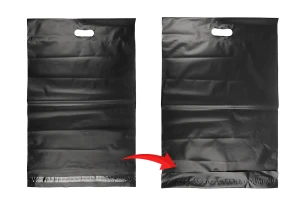 Pochette d'expédition 400x500 mm noire imperméable en PE avec fermeture autocollante et poignée – 100 pièces-5