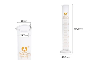 Γυάλινος ογκομετρικός σωλήνας 50 ml με διαβάθμιση-2