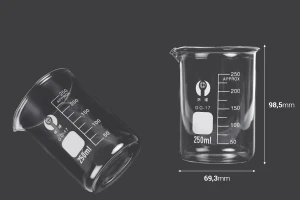 Glaszylinderbecher 250 ml-bildabmessungen