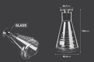 Glass conical flask 250 ml with volumetric markings-image_dimensions
