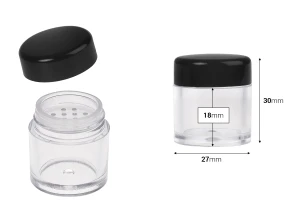 Βαζάκι ακρυλικό 5 ml με τάπα με τρύπες για καλλυντικά σε σκόνη- 12 τμχ-2