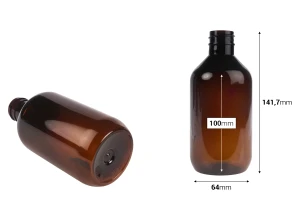 Μπουκάλι PET 300 ml κυλινδρικό σε καραμελέ ή λαδί χρώμα (28/410)-2
