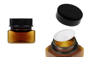 Πλαστικό καραμελέ βάζο 50 ml τετράγωνο με πλαστικό παρέμβυσμα και καπάκι-εικόνα_προϊοντική