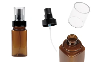 Plastic amber bottle 120 ml with black spray and transparent cap-image_product