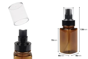 Plastic amber bottle 120 ml with black spray and transparent cap-image_dimensions