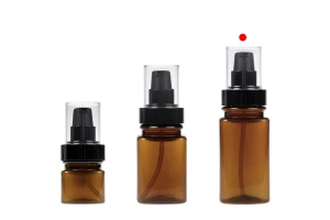 Bouteille en plastique ambré de 120 ml avec pompe à crème noire et bouchon transparent-photo_groupe