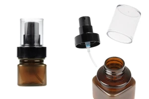 Πλαστικό καραμελέ μπουκάλι 30 ml τετράγωνο με μαύρο σπρέι και διάφανο καπάκι-εικόνα_προϊοντική