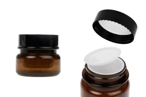 Πλαστικό καραμελέ βάζο 30 ml δίπατο με πλαστικό παρέμβυσμα και καπάκι-εικόνα_προϊοντική
