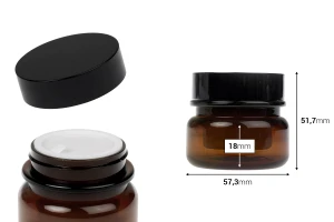Πλαστικό καραμελέ βάζο 30 ml δίπατο με πλαστικό παρέμβυσμα και καπάκι-εικόνα_διαστάσεις