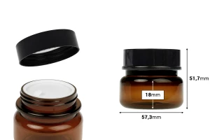 Plastic amber jar 50 ml cylindrical with plastic gasket and lid-image_dimensions