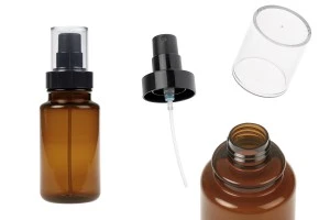 Πλαστικό καραμελέ μπουκάλι 160 ml κυλινδρικό με μαύρο σπρέι και διάφανο καπάκι-εικόνα_προϊοντική
