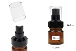 Πλαστικό καραμελέ μπουκάλι 40 ml κυλινδρικό με μαύρο σπρέι και διάφανο καπάκι-εικόνα_διαστάσεις