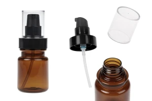 Bouteille cylindrique en plastique de 60 ml avec pompe à crème noire et bouchon transparent-photo_produit