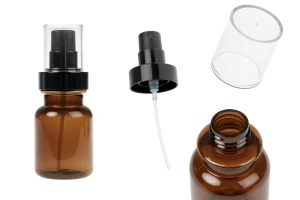 Πλαστικό καραμελέ μπουκάλι 80 ml κυλινδρικό με μαύρο σπρέι και διάφανο καπάκι-εικόνα_προϊοντική
