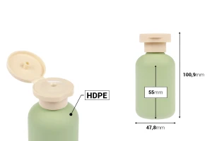 Πλαστικό μπουκάλι (HDPE) 100 ml με flip top καπάκι για σαμπουάν - αφρόλουτρο και λοσιόν-εικόνα_διαστάσεις