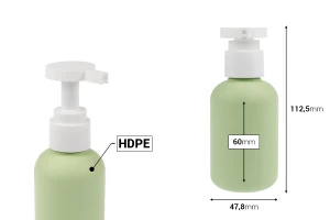 Πλαστικό μπουκάλι (HDPE) 100 ml με αντλία για σαμπουάν - αφρόλουτρο και λοσιόν-εικόνα_διαστάσεις