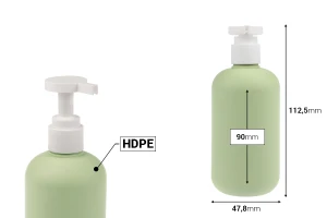 Πλαστικό μπουκάλι (HDPE) 300 ml με αντλία για σαμπουάν - αφρόλουτρο και λοσιόν-εικόνα_διαστάσεις